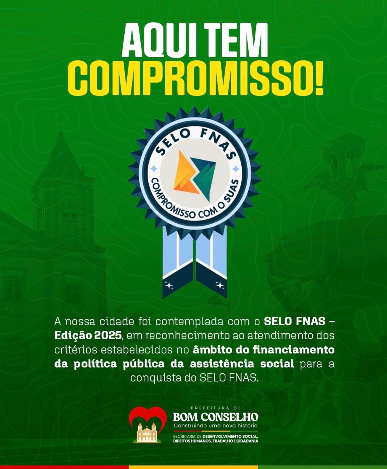 Bom Conselho conquista Selo FNAS 2025 e reforça compromisso com a assistência social
