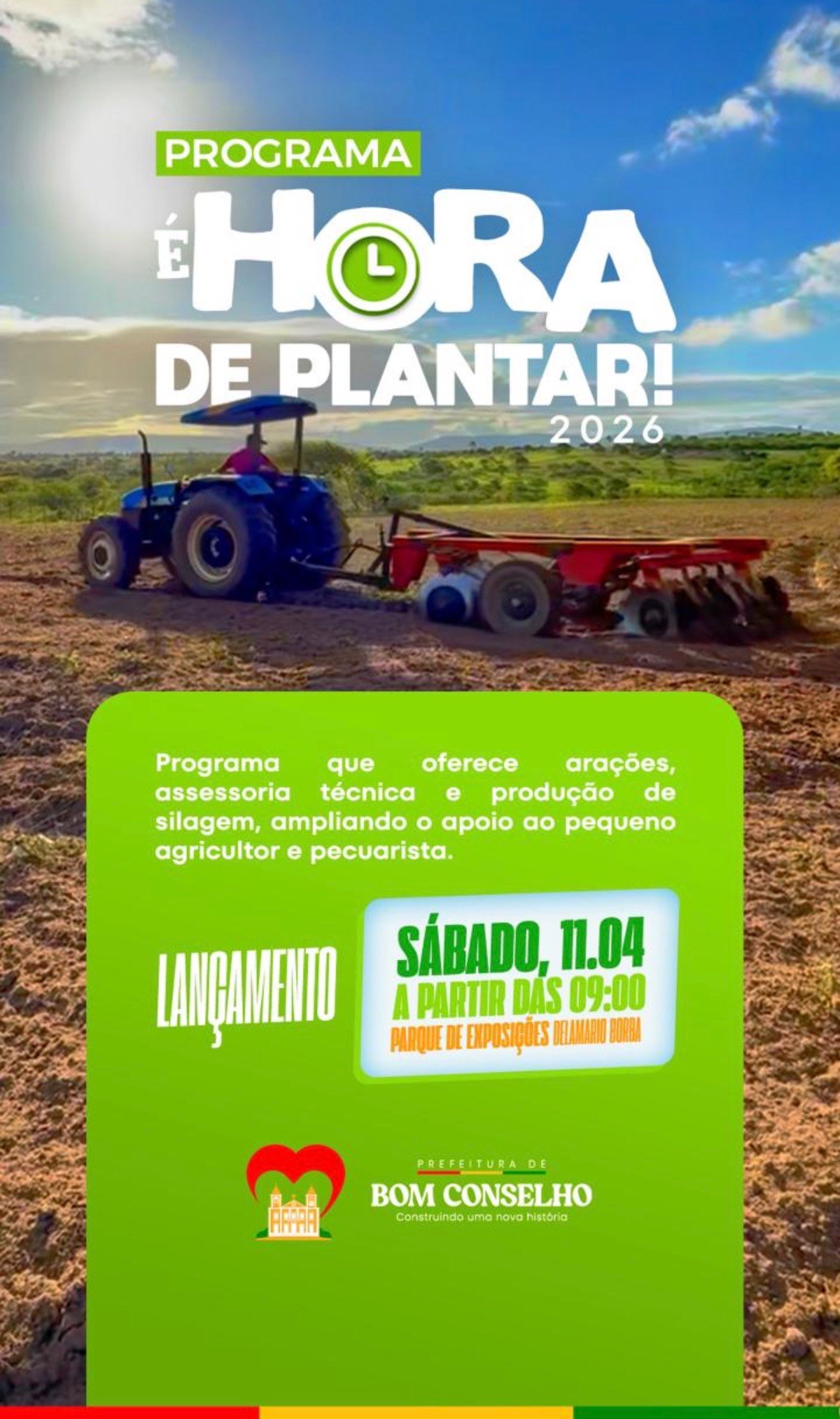 Prefeitura de Bom Conselho lança programa “É Hora de Plantar 2026”