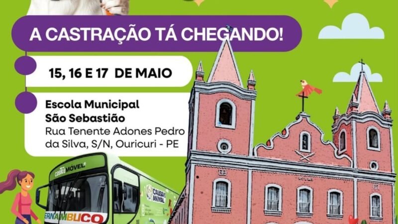 Castramóvel chega a Ouricuri com castrações gratuitas entre os dias 15 e 17 de maio