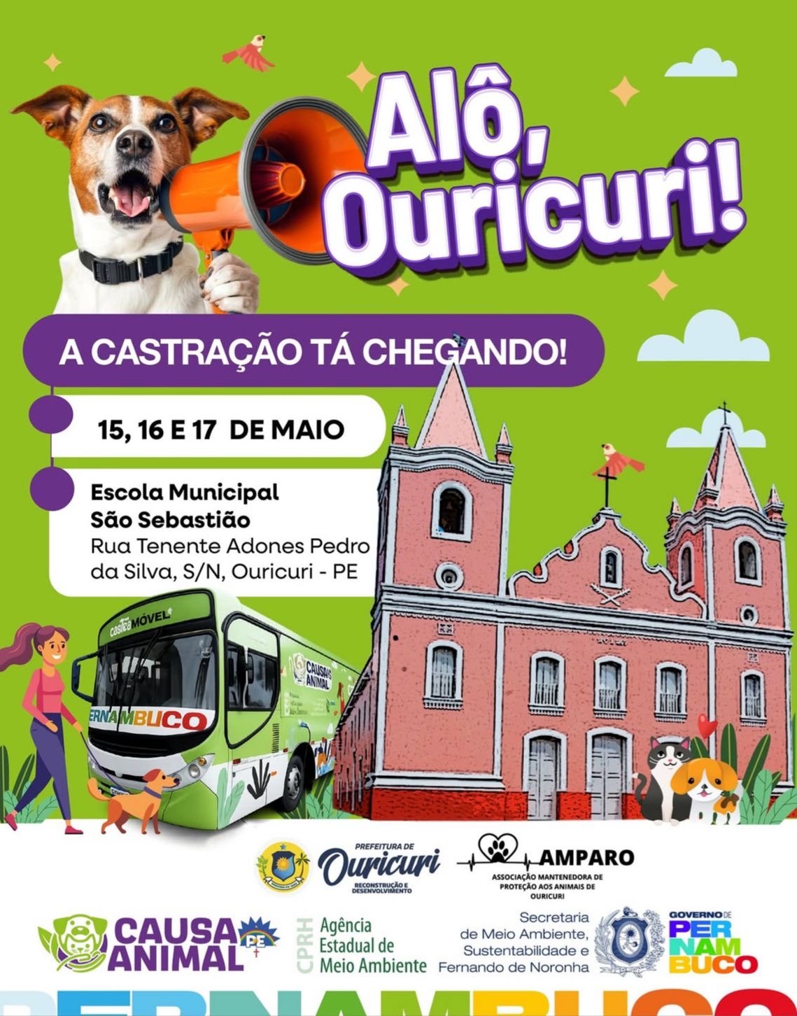 Castramóvel chega a Ouricuri com castrações gratuitas entre os dias 15 e 17 de maio