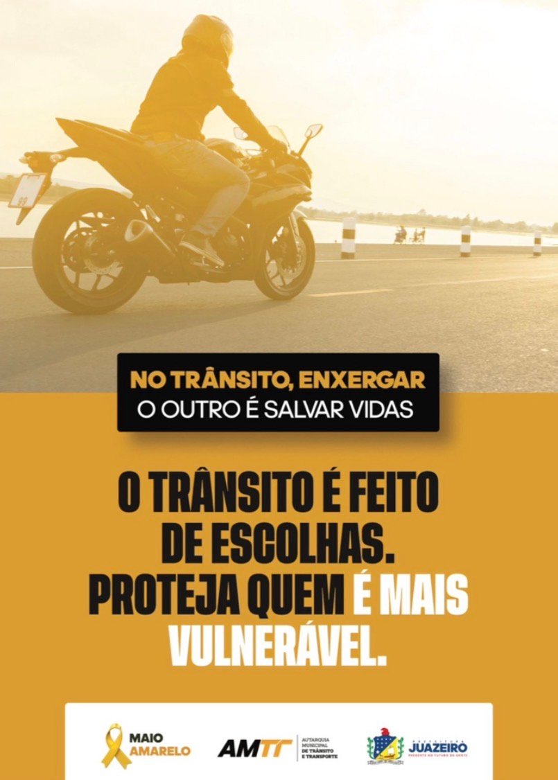 Pioneira: Juazeiro lança Maio Amarelo 2026 com foco na preservação da vida e segurança dos motociclistas