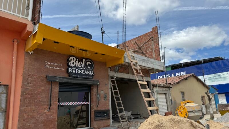 Obra de extensão da Biel Barbearia vem para melhor atender os clientes e dar mais conforto e novos atendimentos em diversas áreas