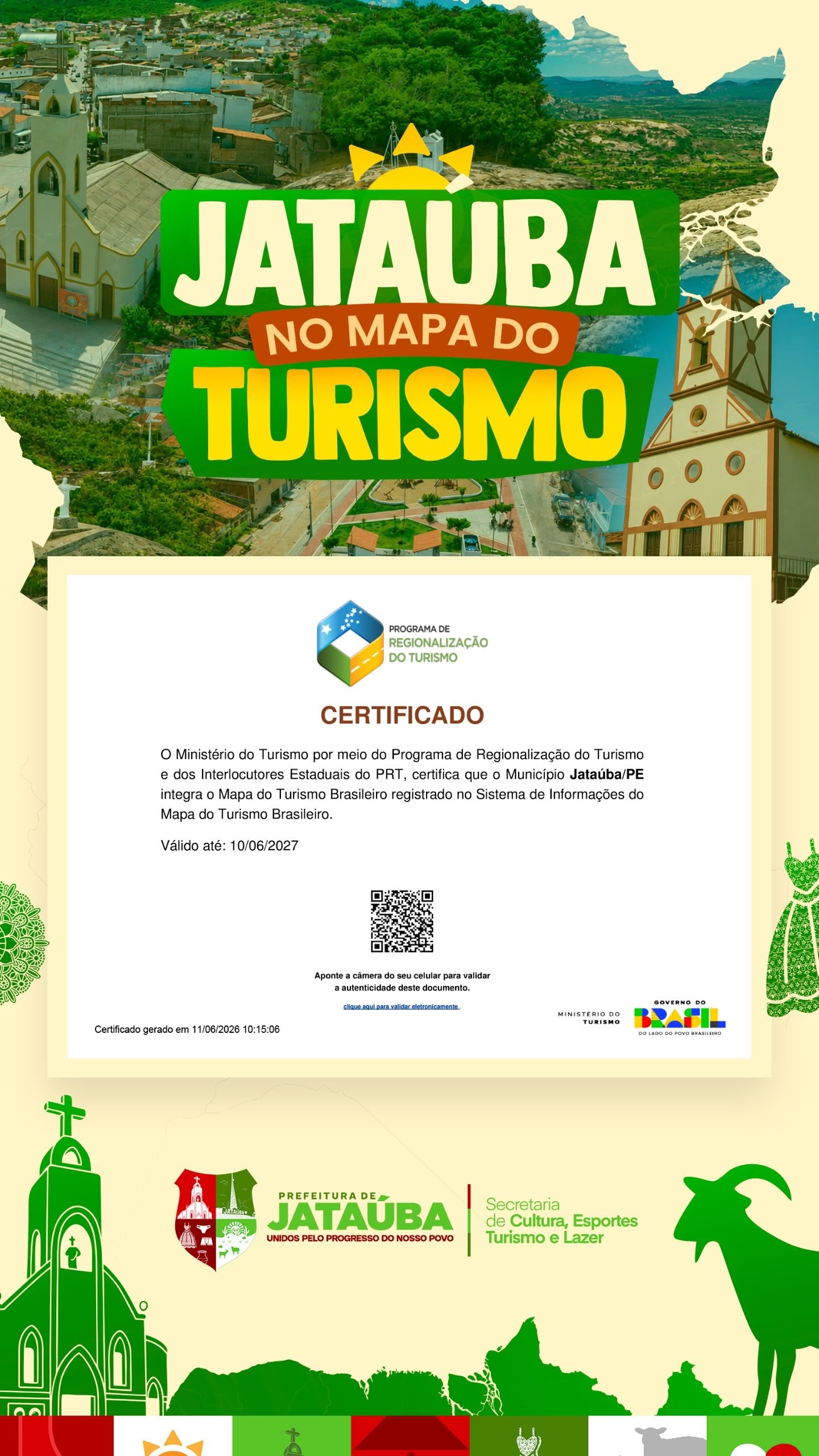 Reconhecimento: Jataúba entra oficialmente para o mapa do turismo nacional