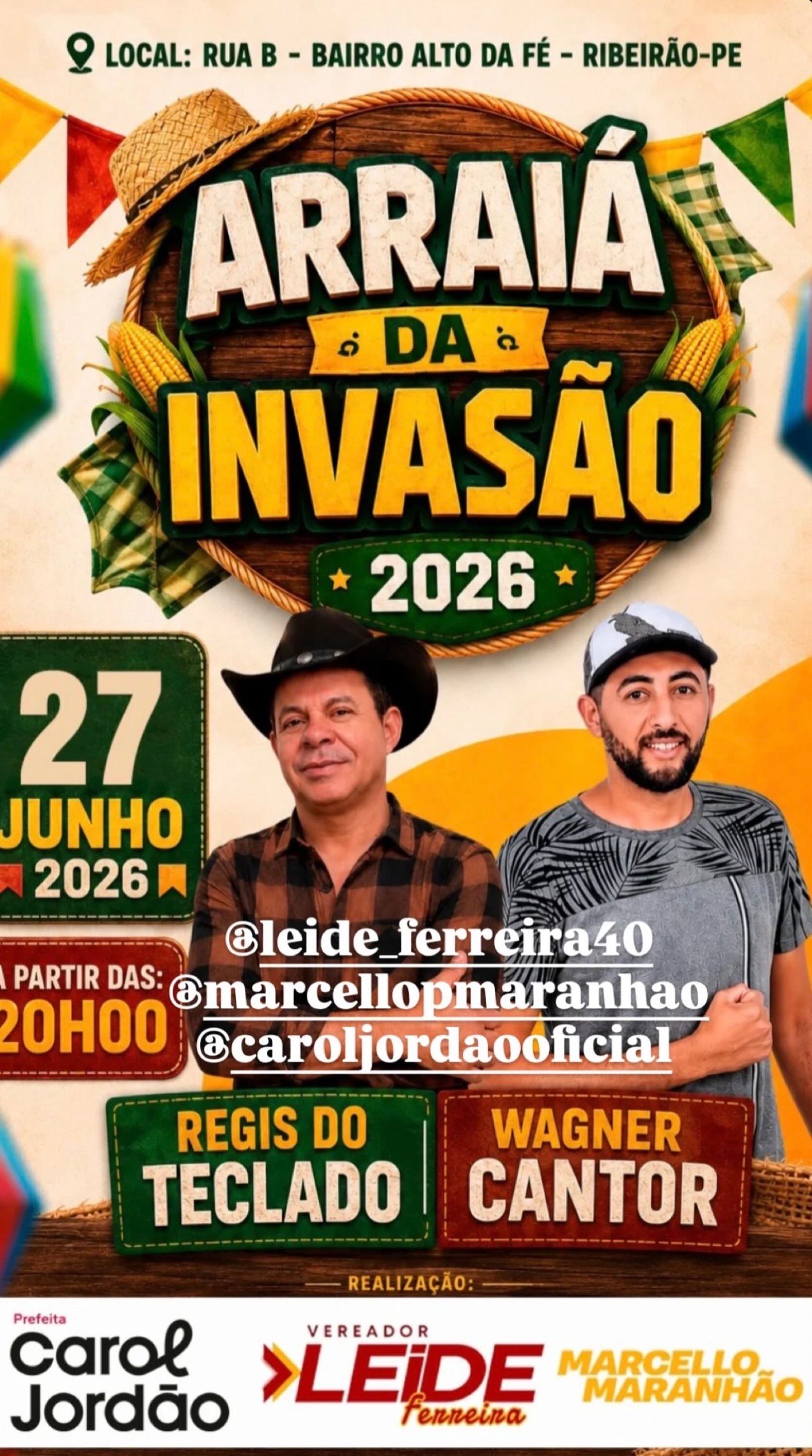 Ex-prefeito Marcello Maranhão anuncia o Arraiá da Invasão 2026 em Ribeirão
