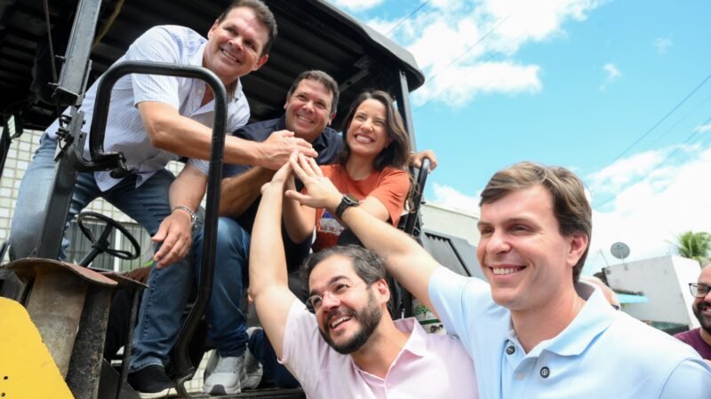 Miguel Coelho acompanha Raquel Lyra e Túlio Gadelha em agenda de obras em Palmares