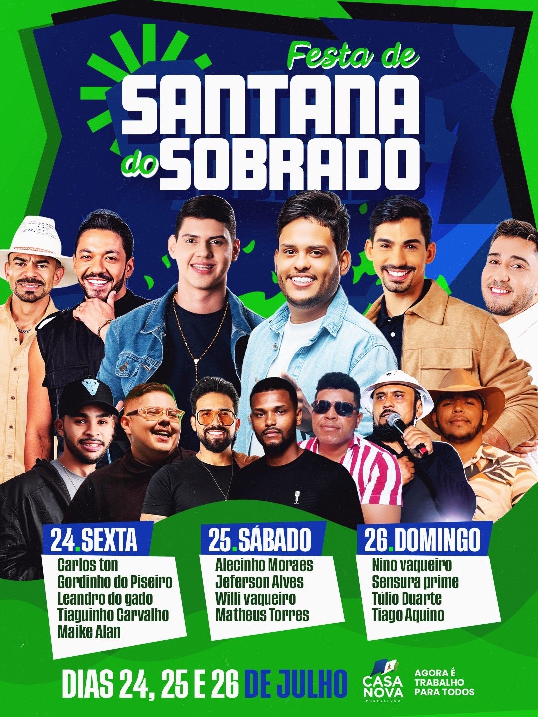 24 a 26 de julho: Prefeitura de Casa Nova anuncia grande programação para os Festejos em Santana do Sobrado