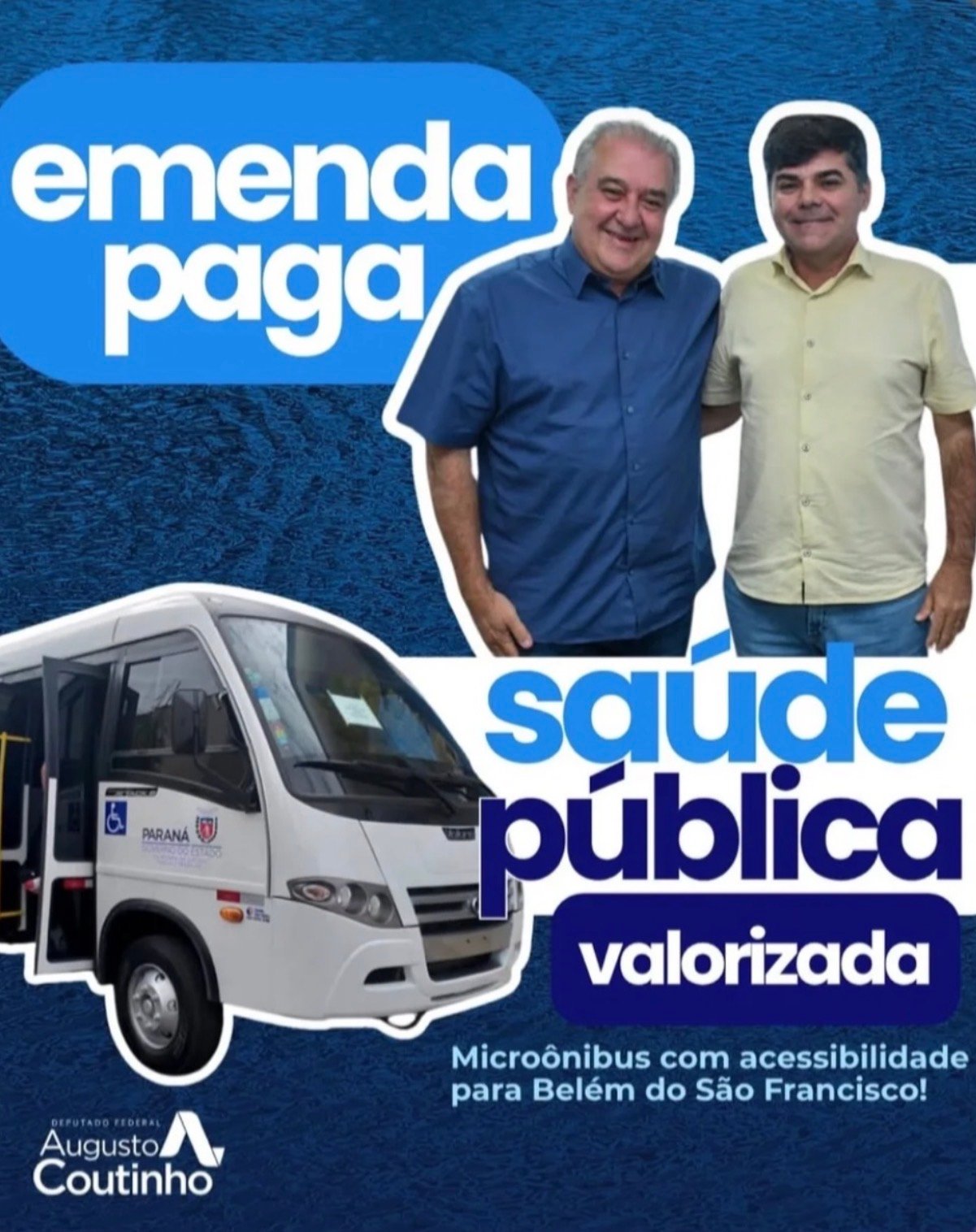 Deputado Augusto Coutinho fortalece a saúde de Belém do São Francisco com entrega de micro-ônibus acessível