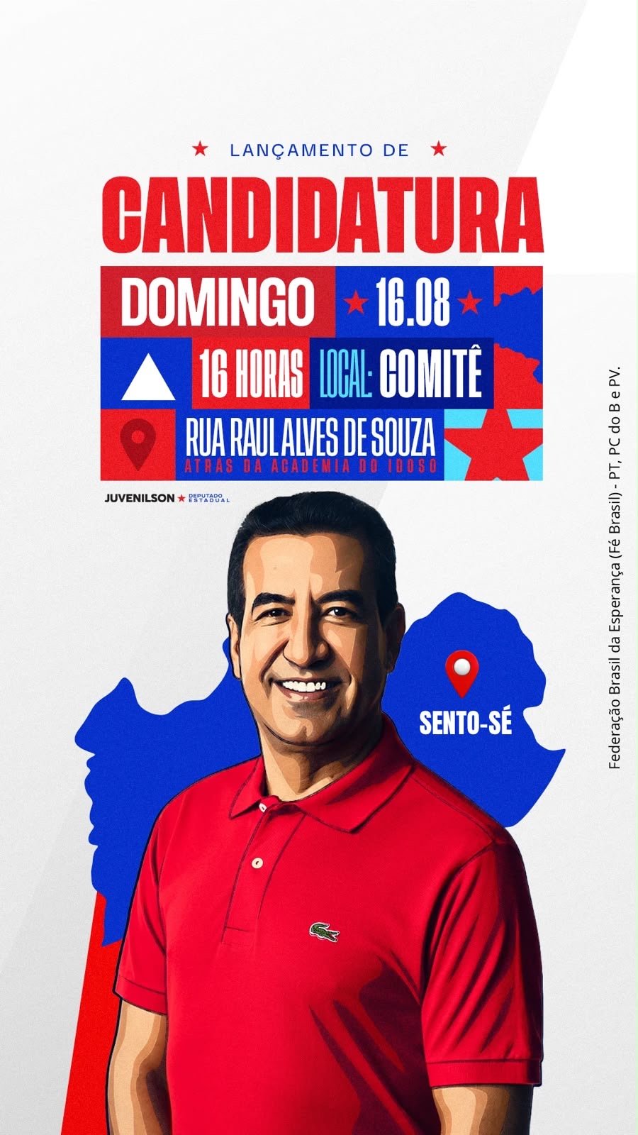 Sento Sé e toda a região se preparam para grande ato político de lançamento da candidatura a deputado estadual de Juvenilson Passos, neste domingo (16)