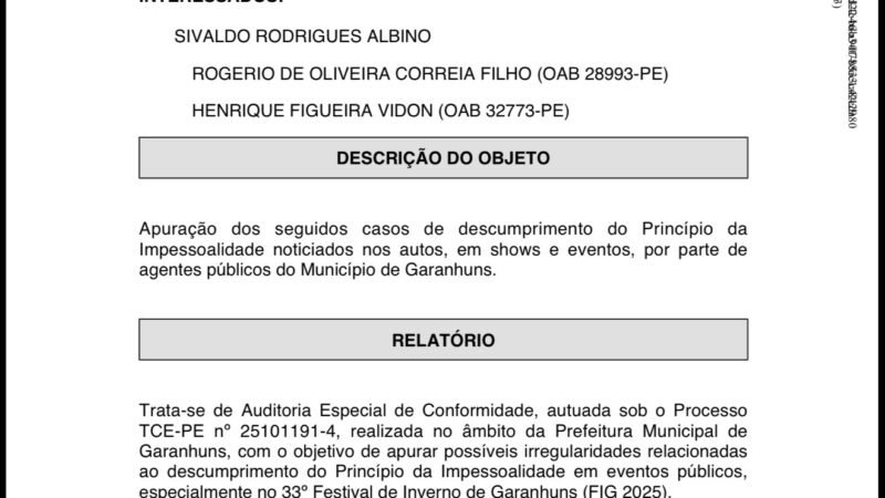 TCE-PE dá cinco dias para Sivaldo Albino explicar suspeita de promoção política no FIG 2026
