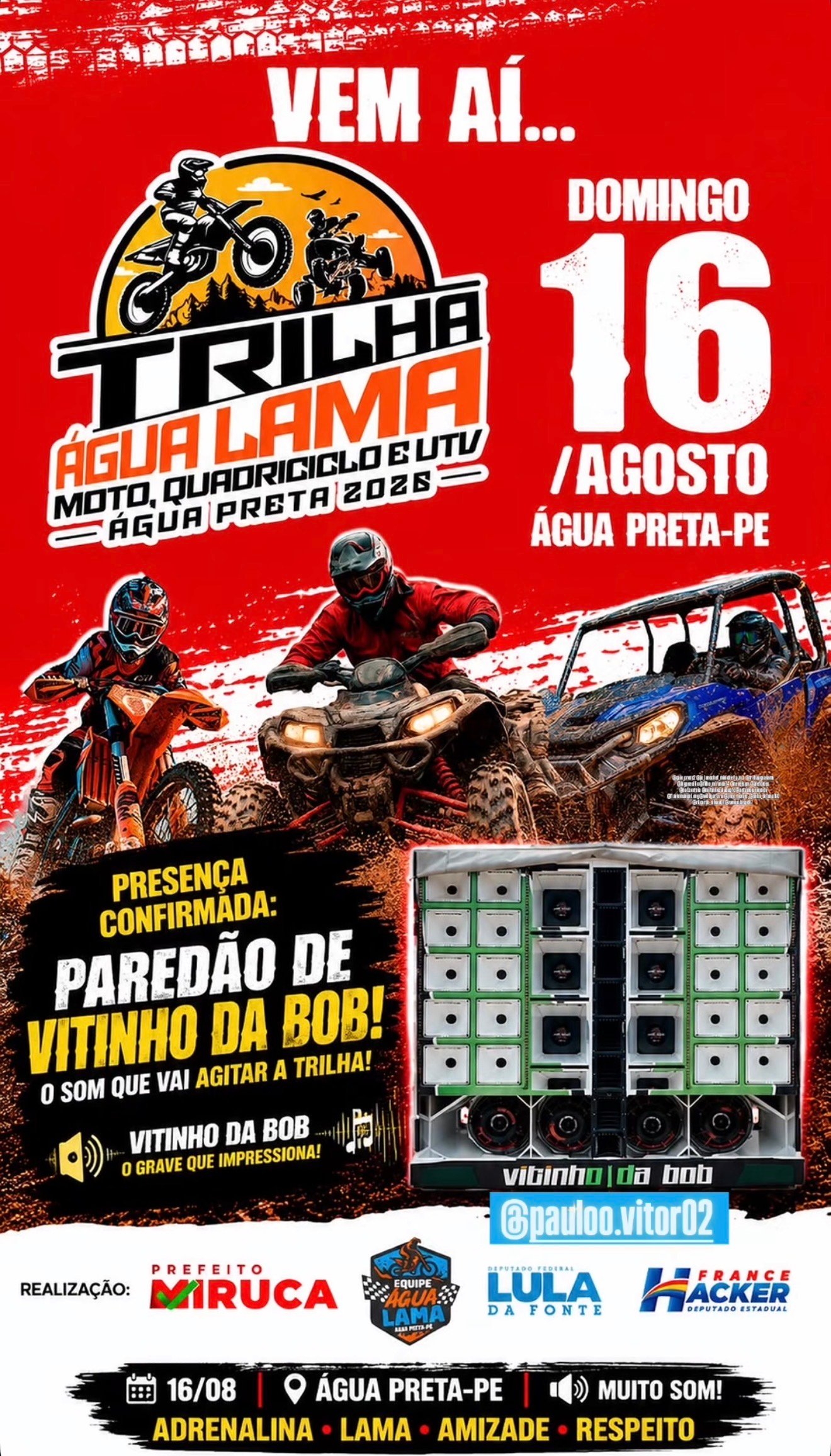 Água Preta recebe a “Trilha Água Lama” com muita adrenalina, lama e aventura no dia 16 de agosto
