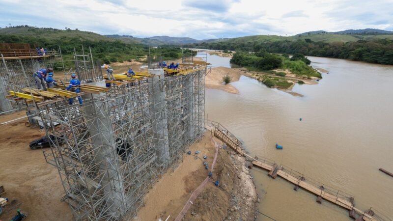Obras da nova ponte sobre o Rio Jequitinhonha chegam a 65% de execução