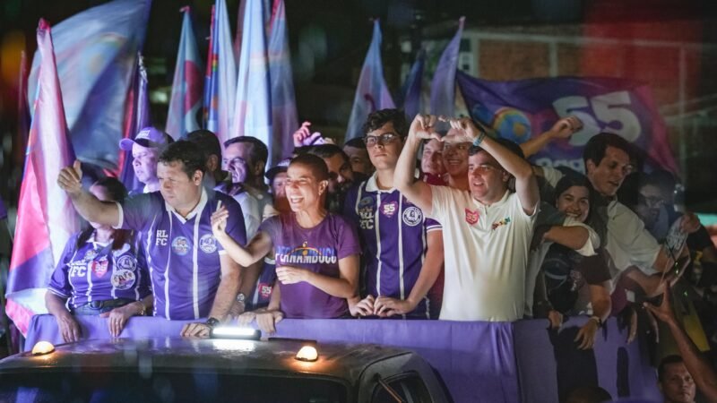 Em Palmares, Raquel Lyra e Eduardo da Fonte mobilizam multidão em grande ato ao lado do prefeito Júnior de Beto