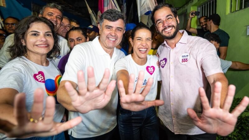Ao lado de Raquel Lyra, Eduardo da Fonte participa de grande panfletaço em Santo Amaro