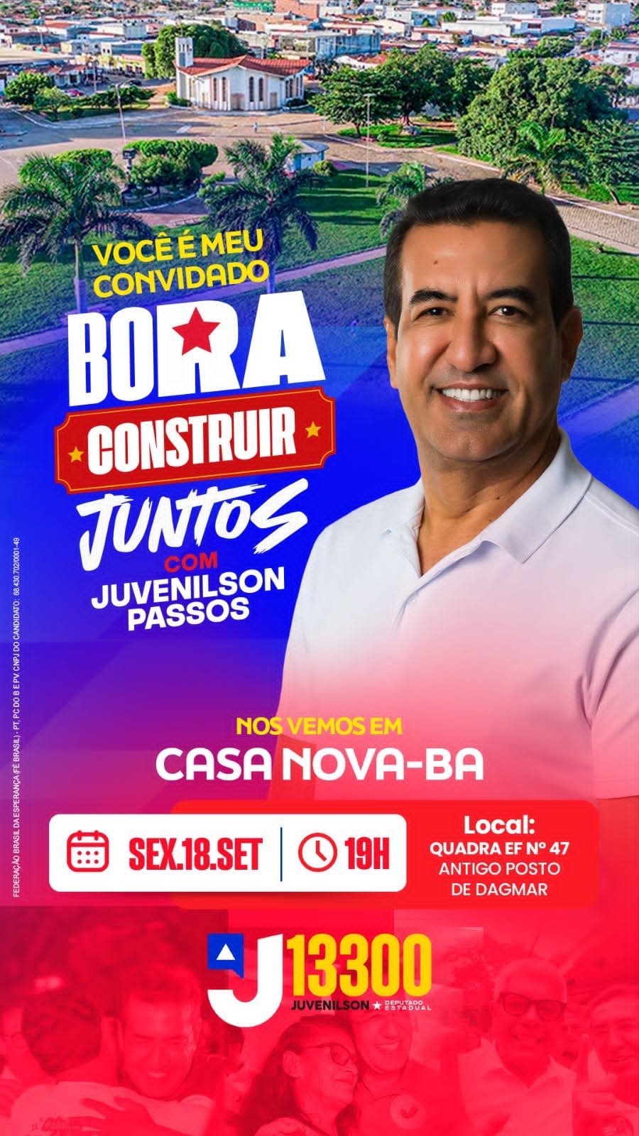 Juvenilson Passos convoca população de Casa Nova para o encontro “Bora Construir” nesta sexta-feira (18)