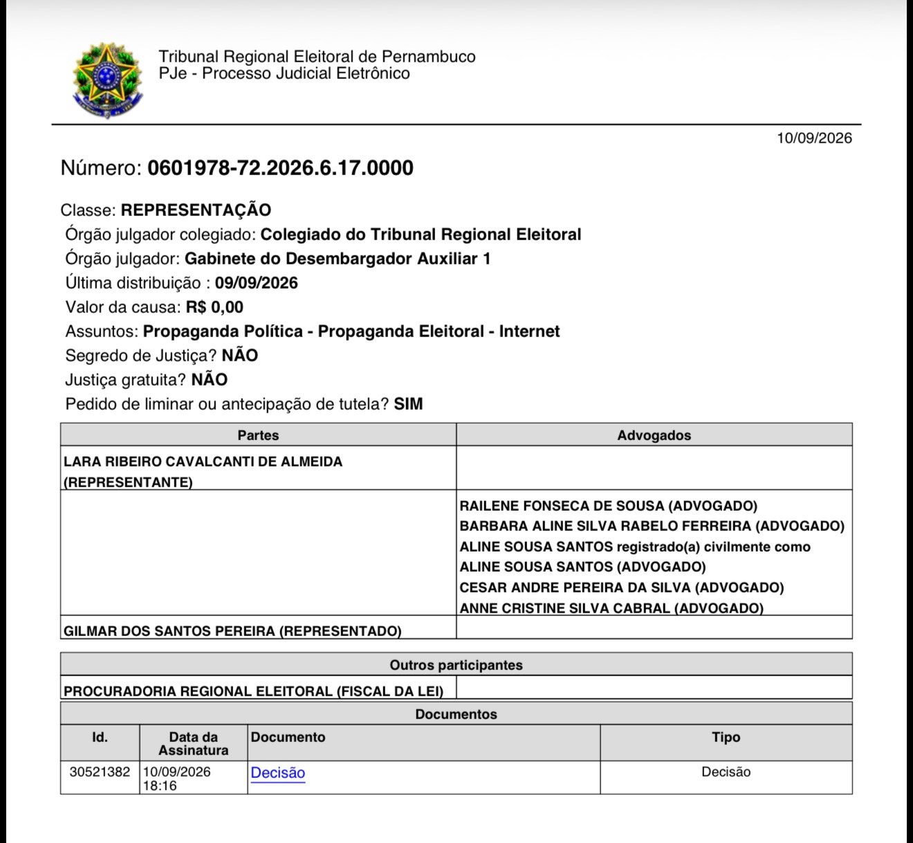 TRE Pernambuco determina que vereador do PT Gilmar Santos retire conteúdo que chama candidata do PL Lara Cavalcanti de “Negra Lara”