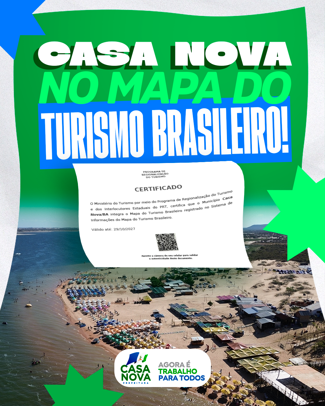 Casa Nova renova certificação no Mapa do Turismo Brasileiro e fortalece potencial do município